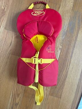Infant Life Jacket PFD - Red with Yellow Trim